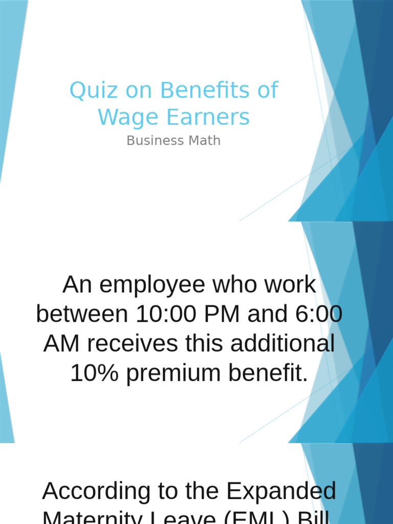 Quiz On Benefits of Wage Earner | PDF | Employment | Salary