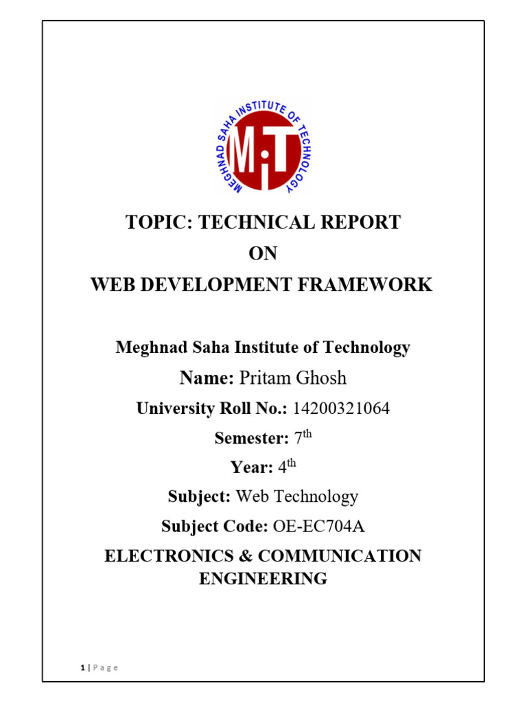 PritamGhosh 14200321064 WT CA2 | PDF | Web Development | Software Framework