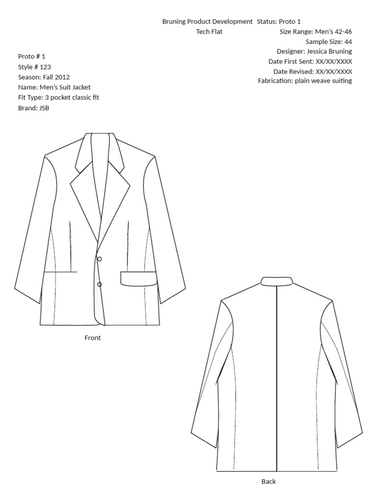 Men’s Suit Jacket Tech Pack | PDF | Seam (Sewing) | Sewing