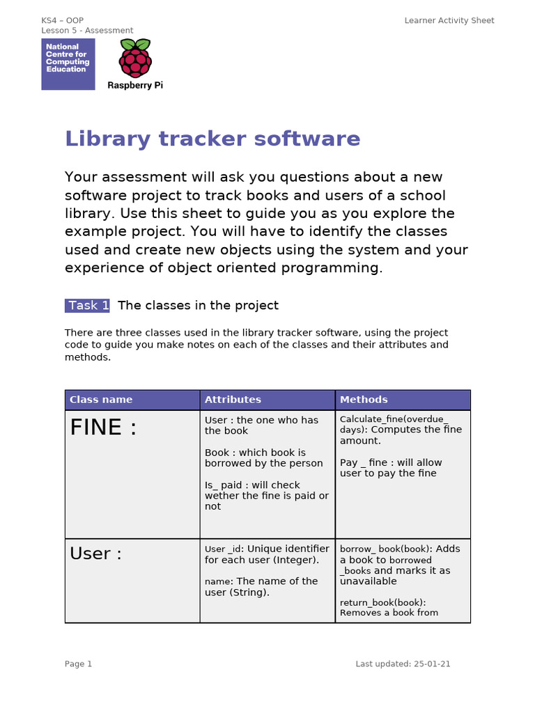 A1 Worksheet part 2 (1) | PDF | Object Oriented Programming | Library ...