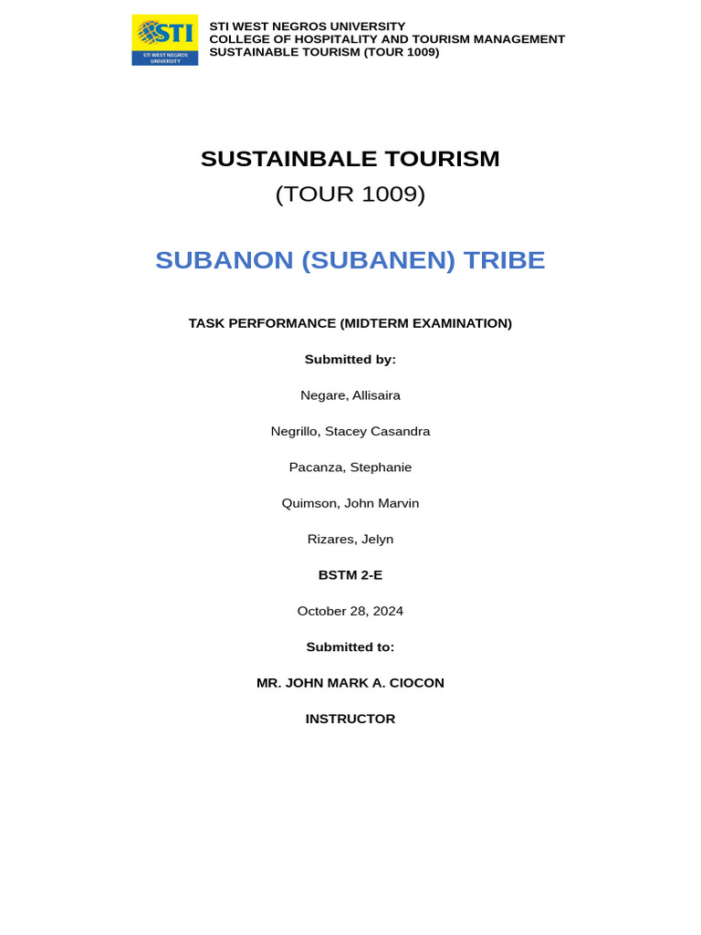 Subanon Culture and Sustainable Tourism | PDF | Social Science ...