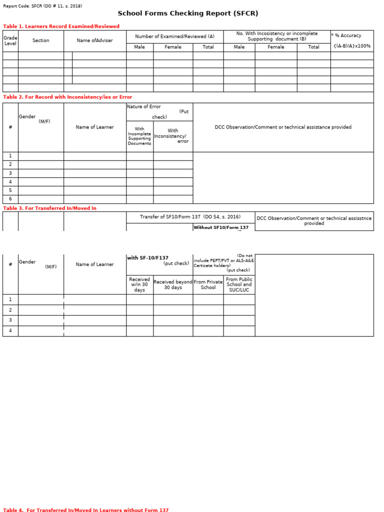 School Forms Checking Report Overview | PDF | Computing