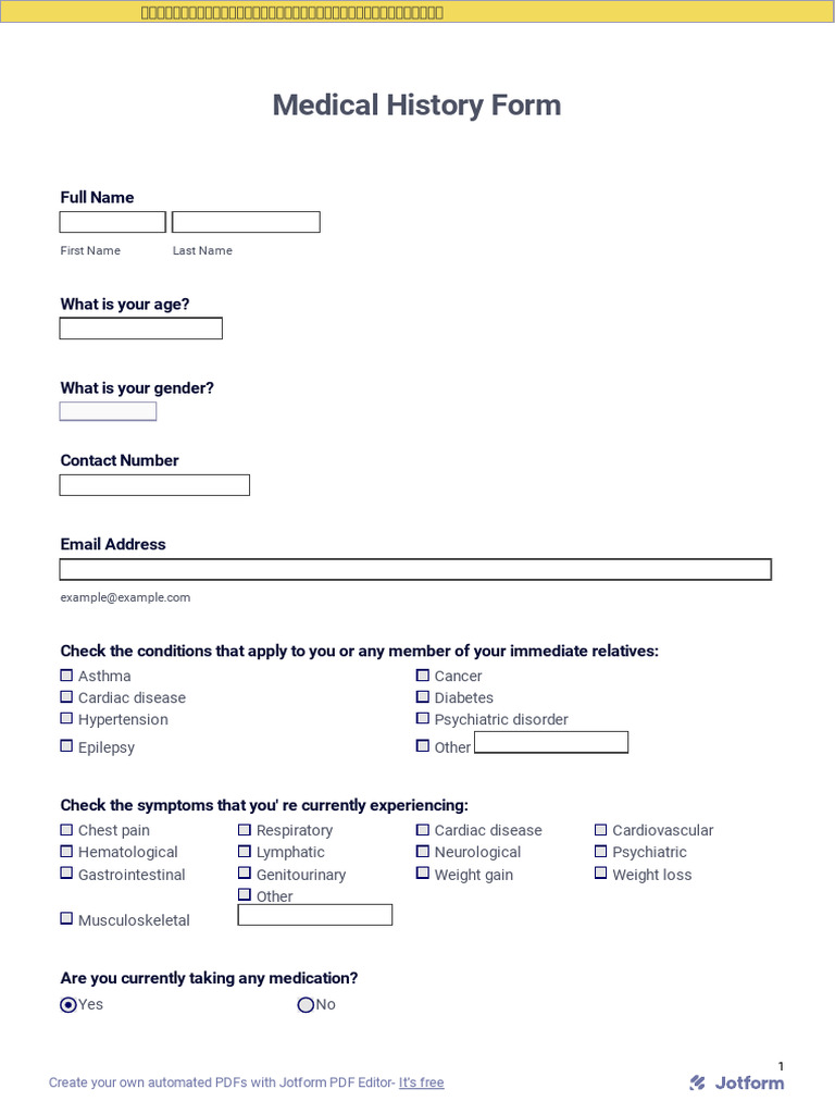 Medical History Questionnaire | PDF