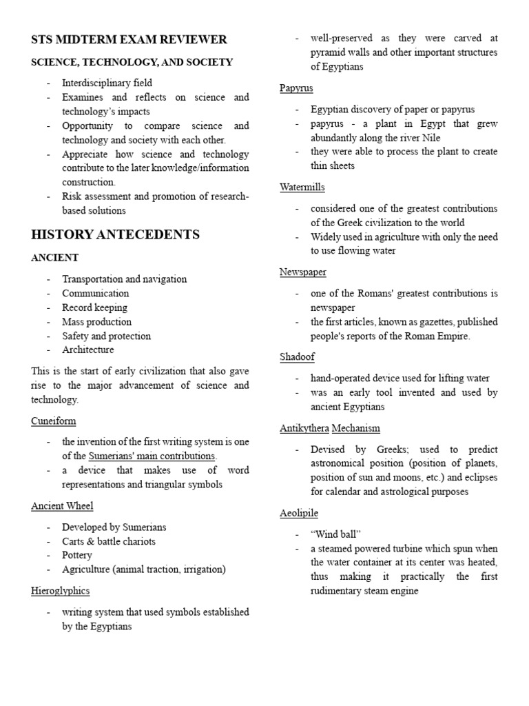 STS Midterm Exam Study Guide | PDF | Heliocentrism