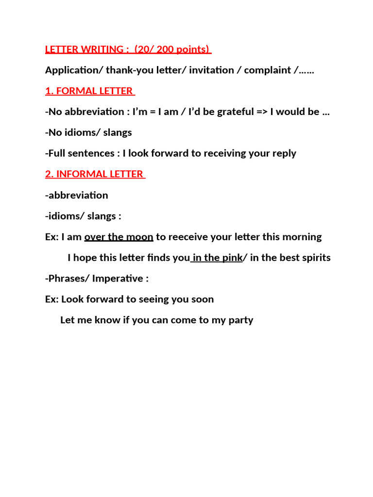 Letter Writing Guide: Formal & Informal | PDF | Language Arts & Discipline