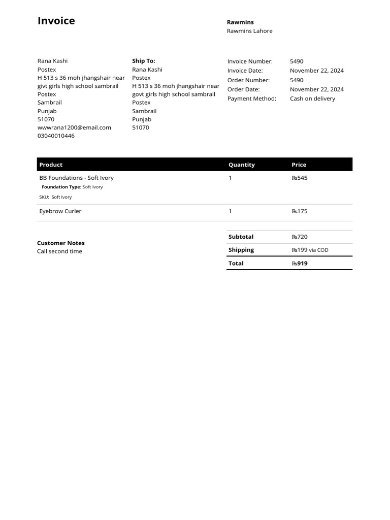 Invoice 5490 | PDF