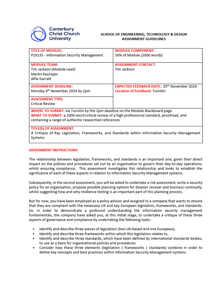 Security Assignment Guidelines | PDF | Information Security | Theory