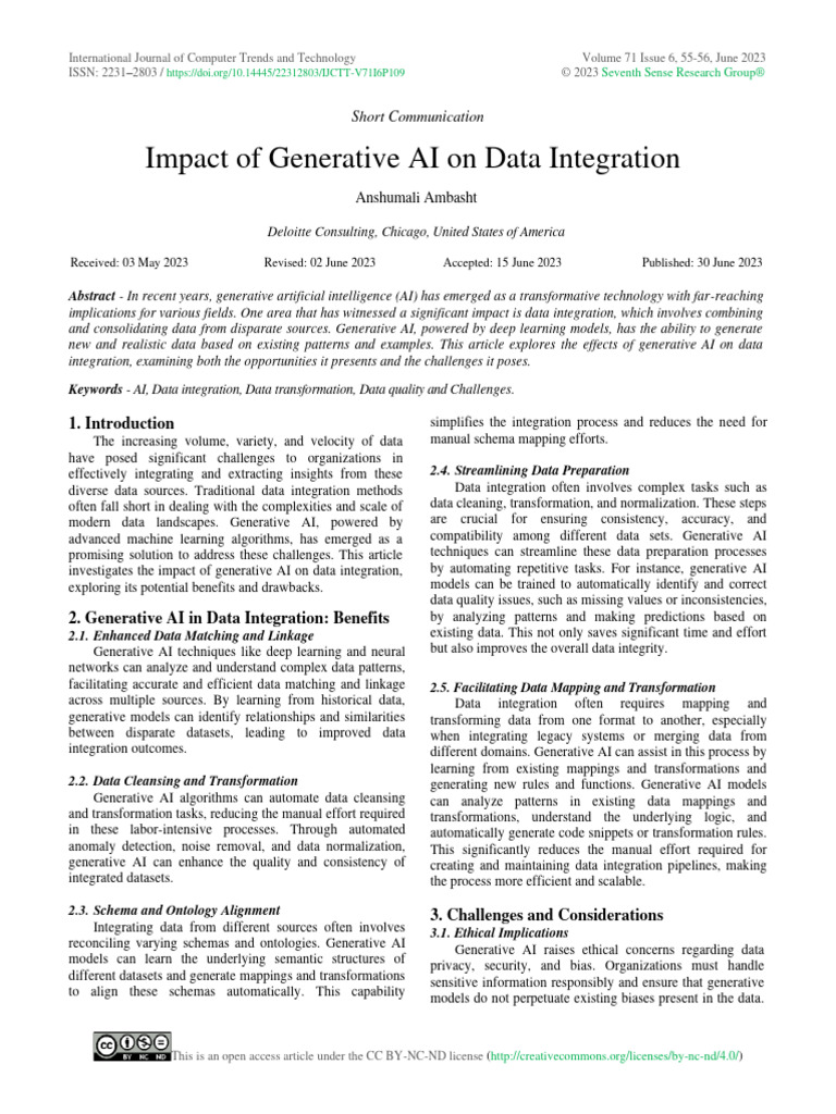 Impact of Generative AI On Data Integrat | PDF | Artificial ...