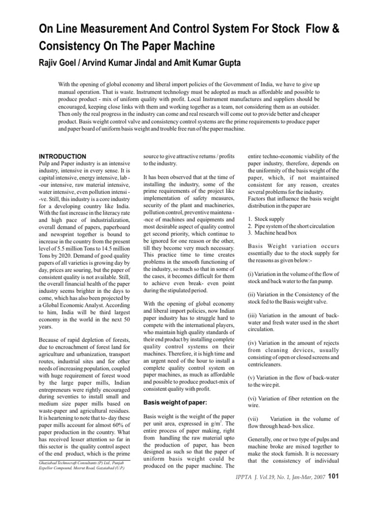Pulp Industry Quality Control | PDF | Paper