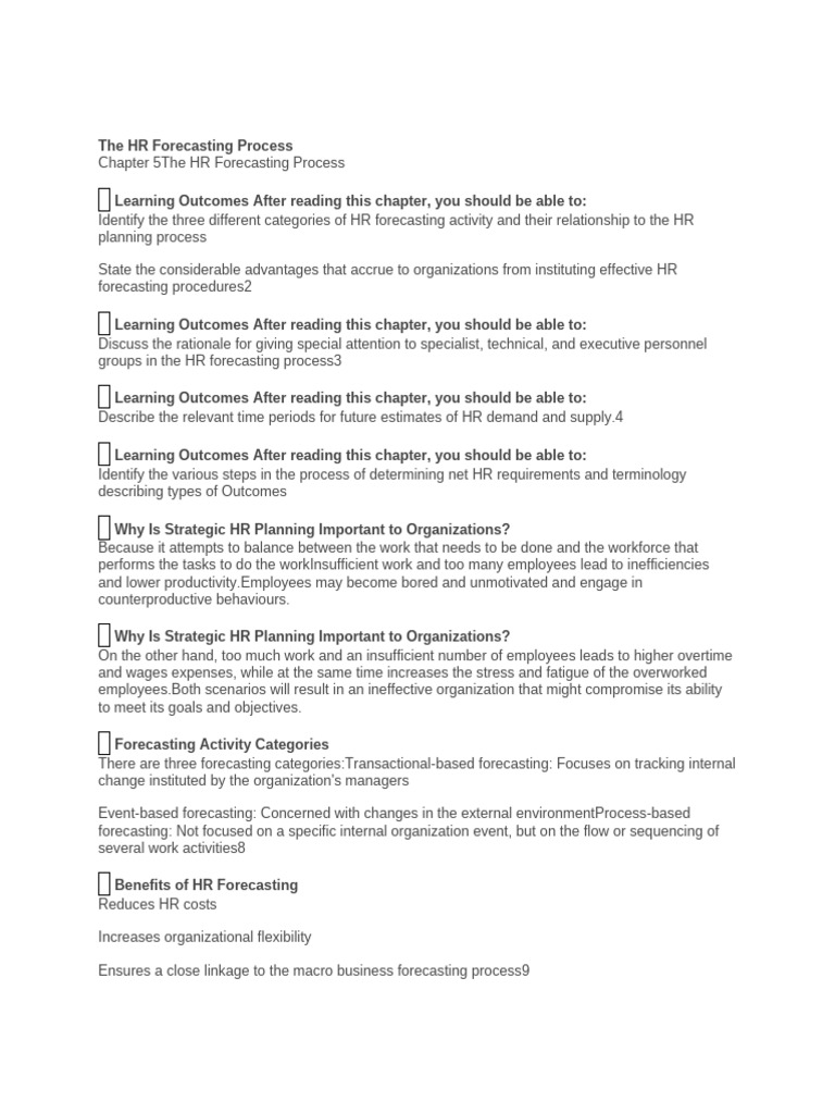 Hr forecasting process guide pdf forecasting human resources