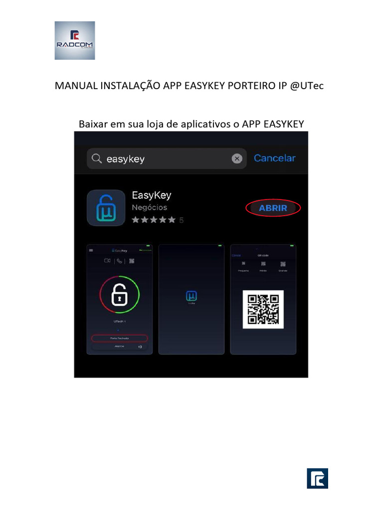 Instalação e Uso do App EasyKey | PDF | Aplicativo para celular | Código QR