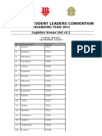 17 Student Leaders Convention: Organising Team 2011 Logistics Venue List v2.1
