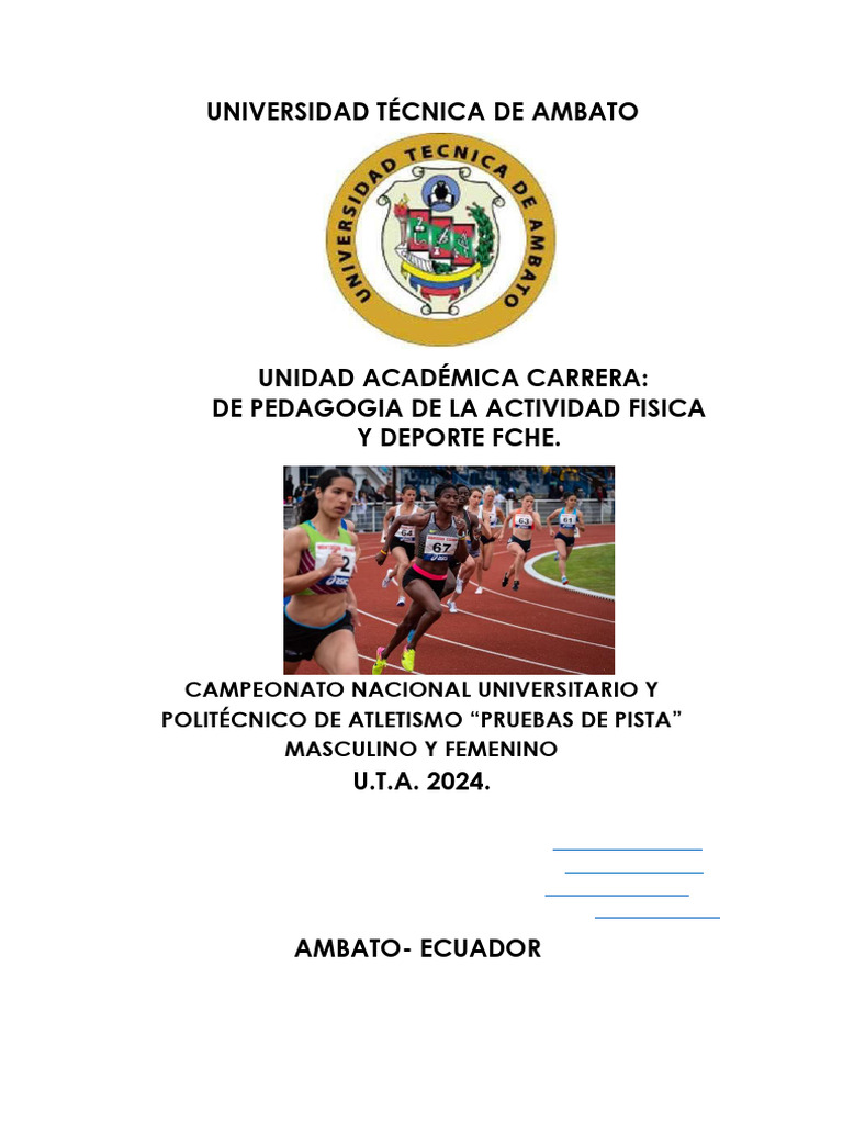 Campeonato Nacional de Atletismo UTA 2024 | PDF | Deporte del atletismo ...