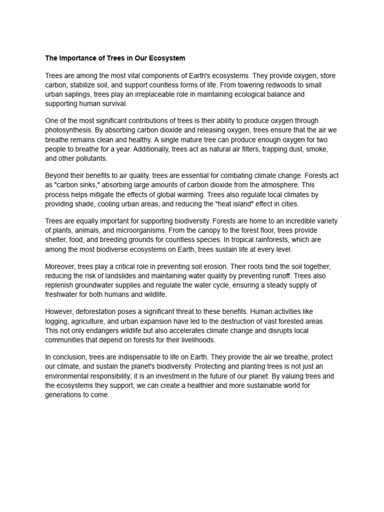 Role of Trees in Ecosystem Health | PDF | Soil | Ecosystem