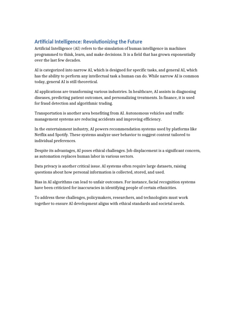 Artificial Intelligence Revolutionizing The Future Extended | PDF ...
