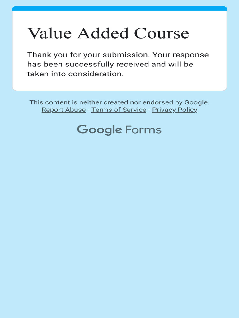 Value Added Course Submission Confirmation | PDF