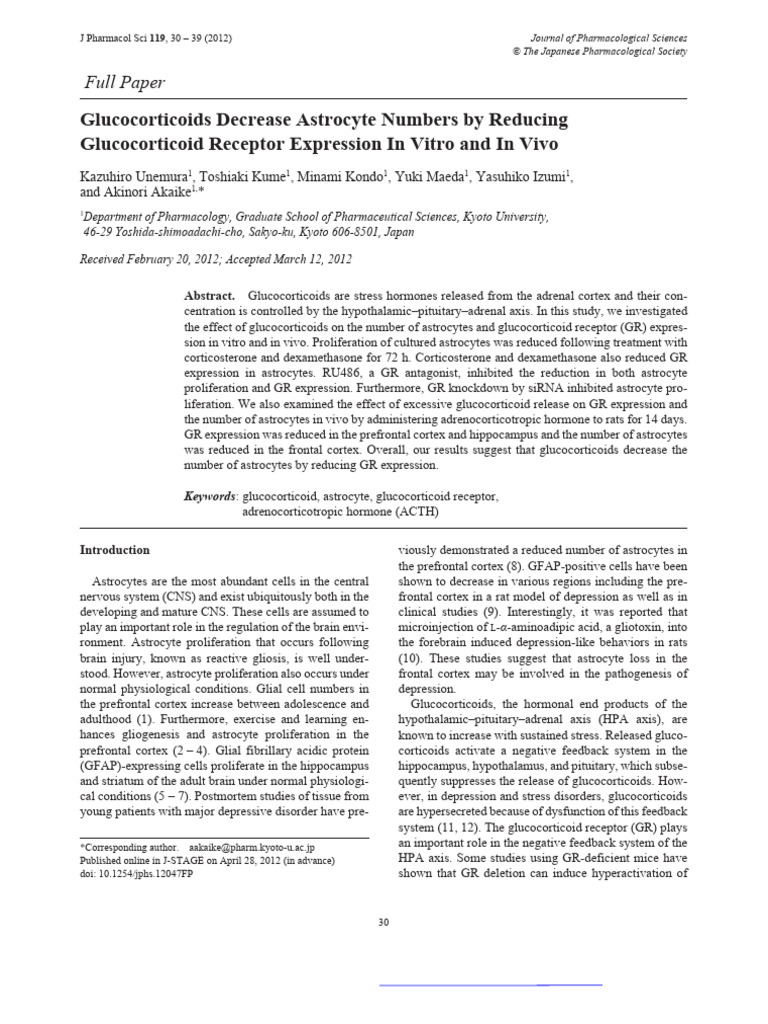 Glucocorticoids Decrease Astrocyte Numbers by Reducing Glucocorticoid ...