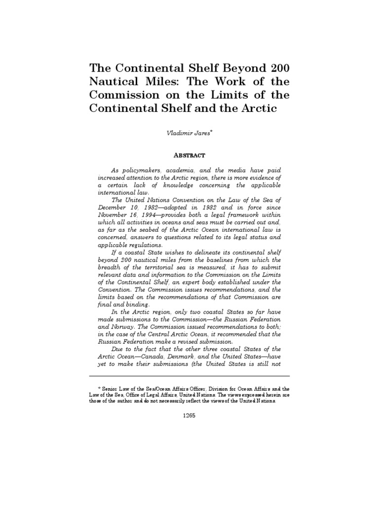 The Continental Shelf Beyond 200 Nautical Miles The Work of The