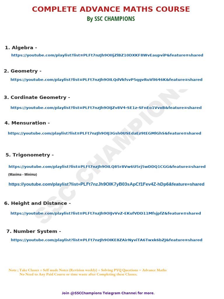 Advance Maths Free Course by @SSCCHAMPIONS | PDF | Teaching Methods ...