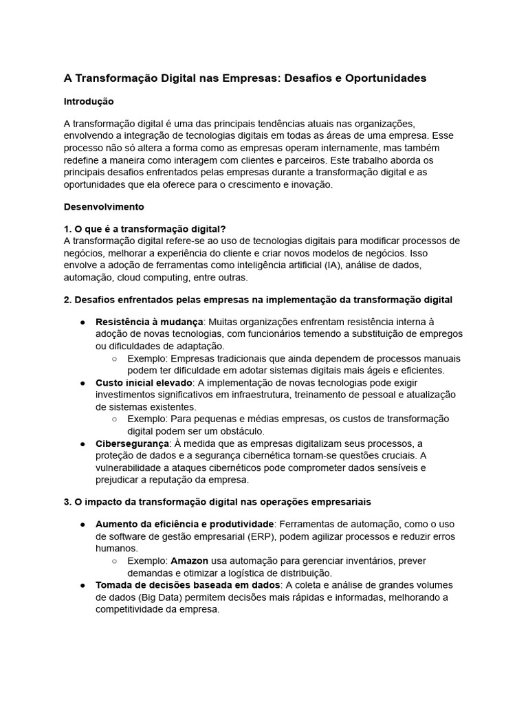 Desafios e Oportunidades da Transformação Digital | PDF | Inovação ...