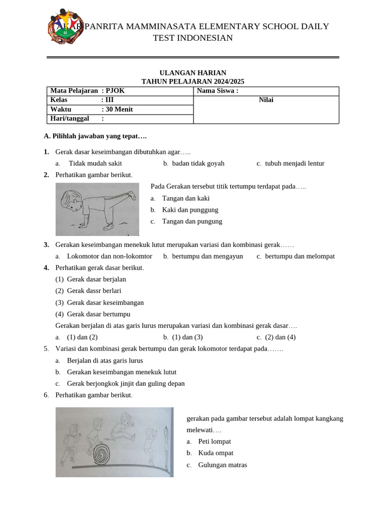 Soal Ulangan Harian Kelas 3 | PDF