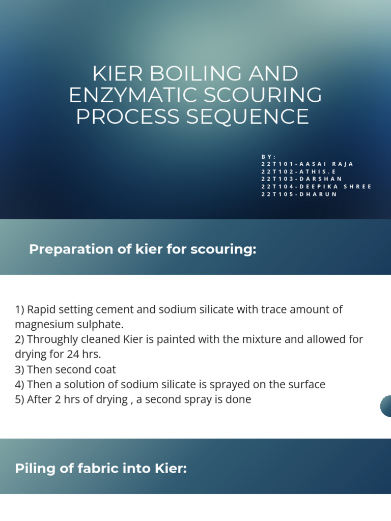 Kier Boiling and Enzymatic Scouring Process | PDF | Surfactant | Steam
