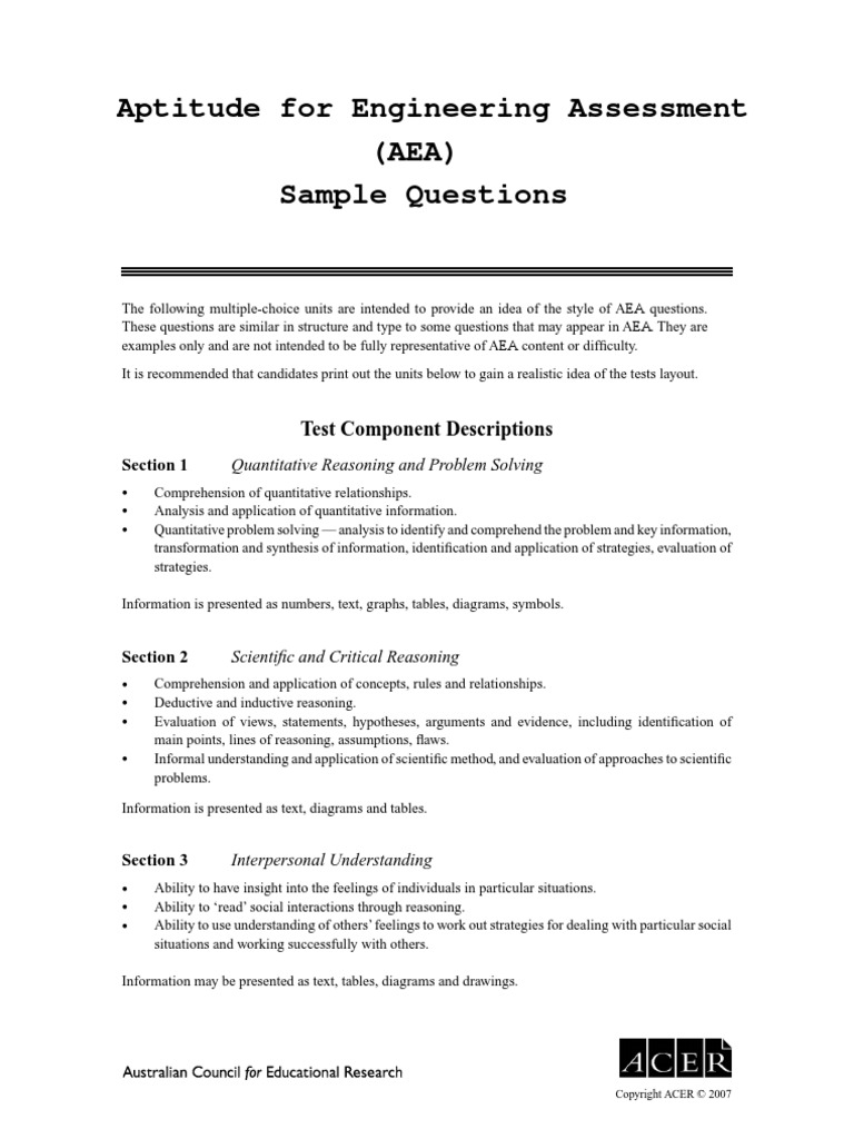 Sample Questions in Aptitude For Engineering Assessment | PDF | Reading ...