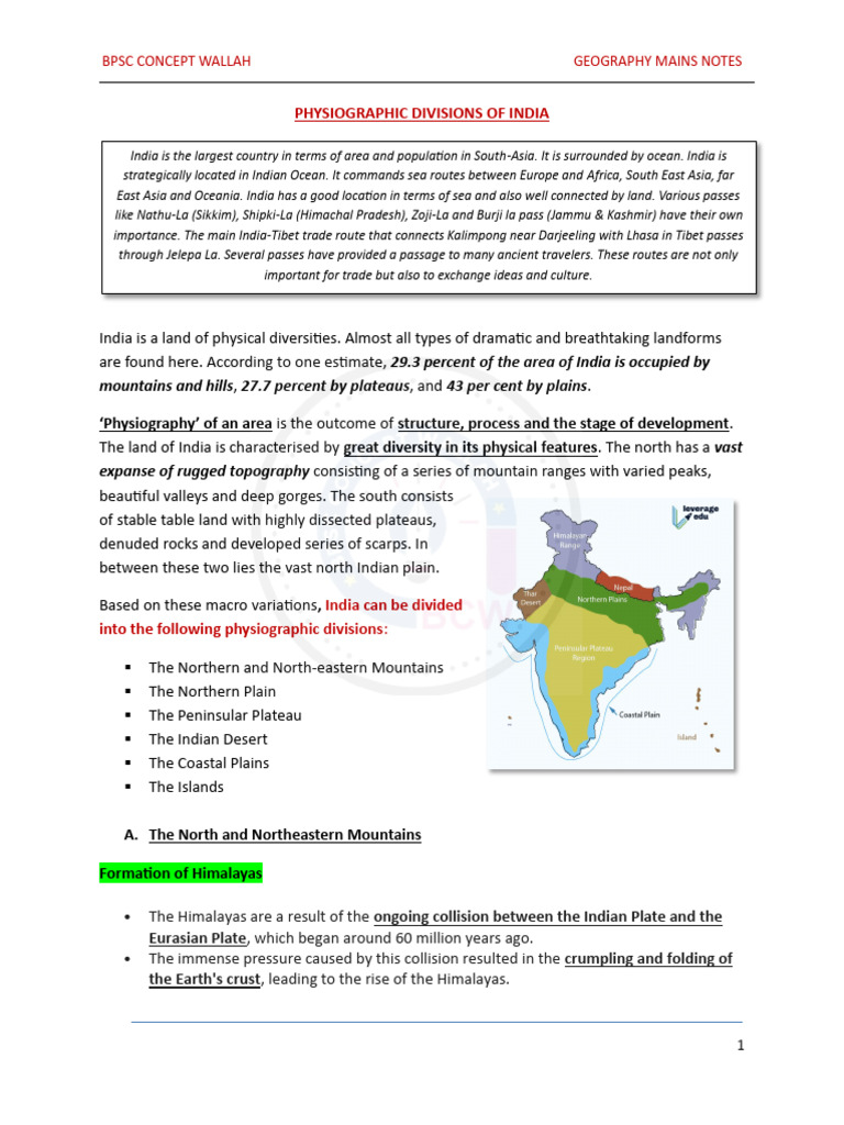 Physiographic Divisions of India Explained | PDF | Himalayas ...