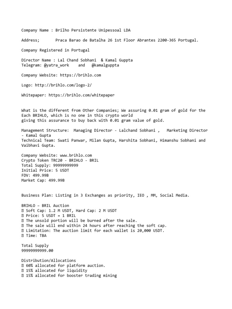 BRIL Token: Gold-Backed Crypto Revolution | PDF | Cryptocurrency | Money