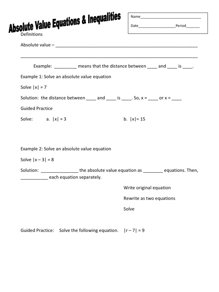 6.5 Absolute Value Equations | PDF | Business | Technology & Engineering