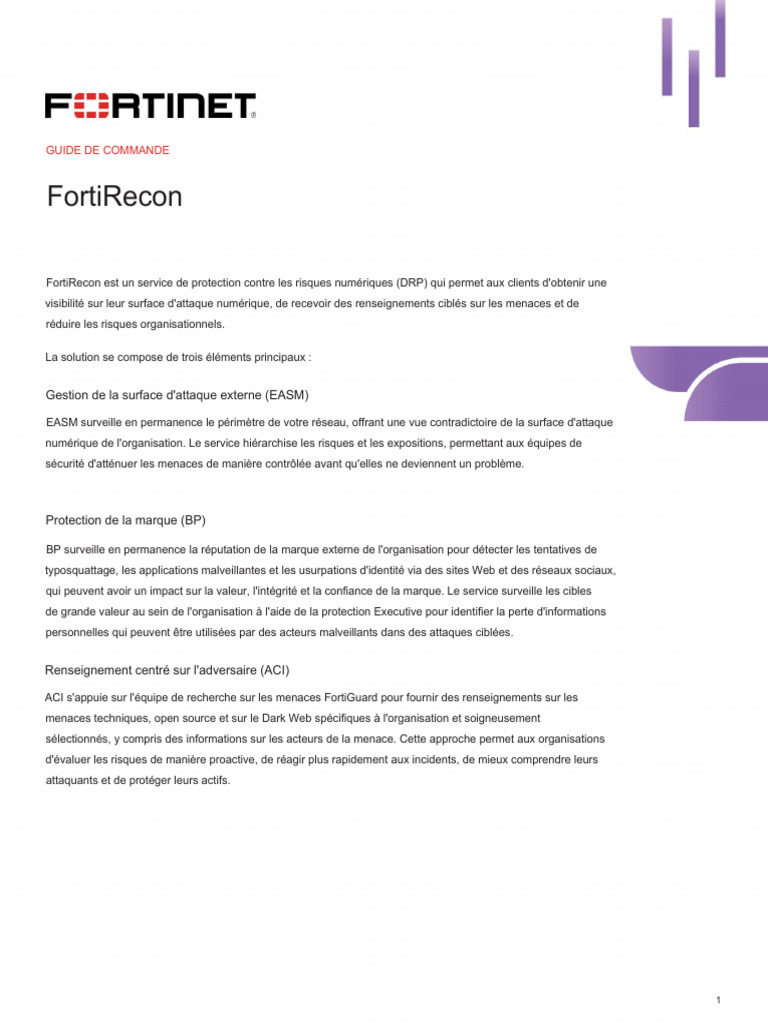 Guide de commande FortiRecon | PDF | Risque | Marque déposée
