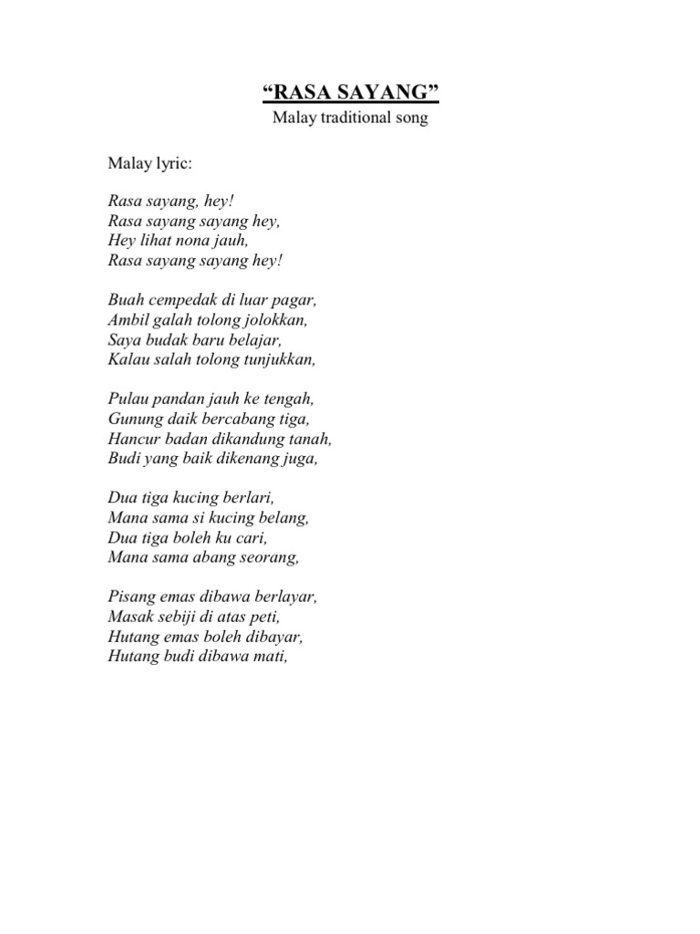 Rasa Sayang Song