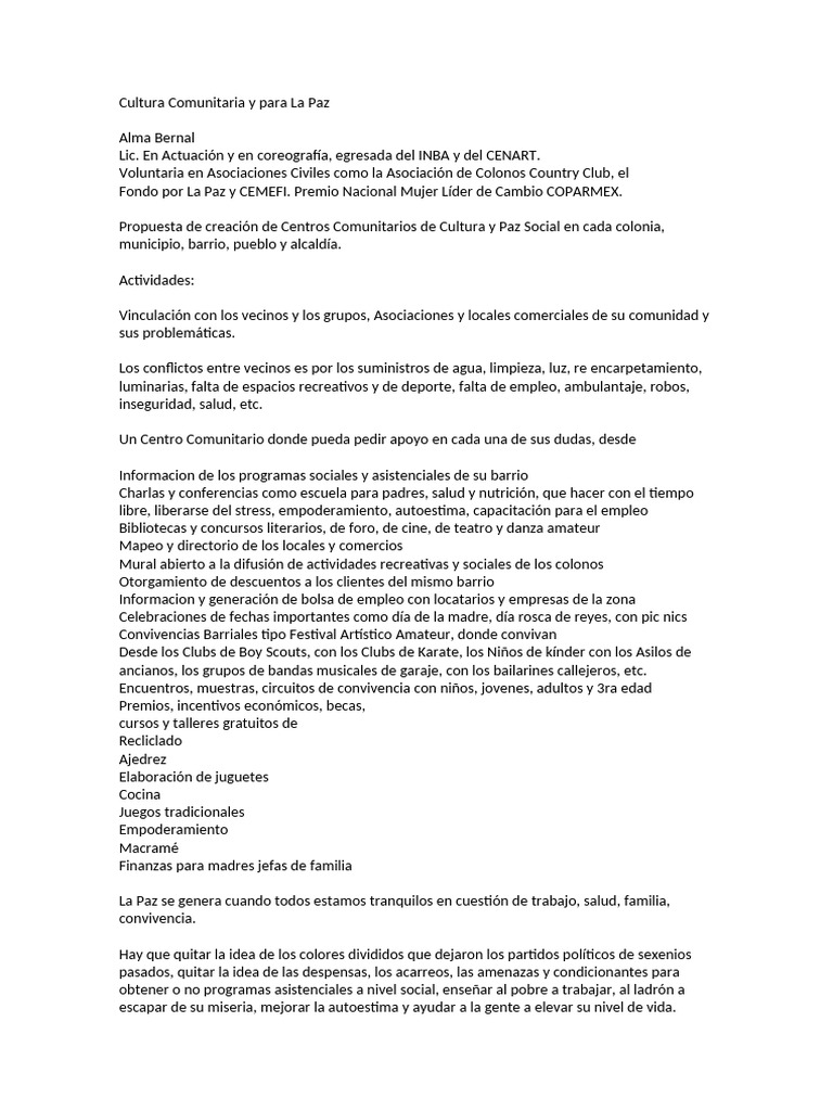 Cultura Comunitaria y para La Paz | PDF | Ciencias sociales | Estilo de ...