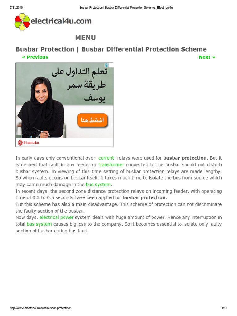 Busbar Differential Protection Guide | PDF | Relay | Transformer
