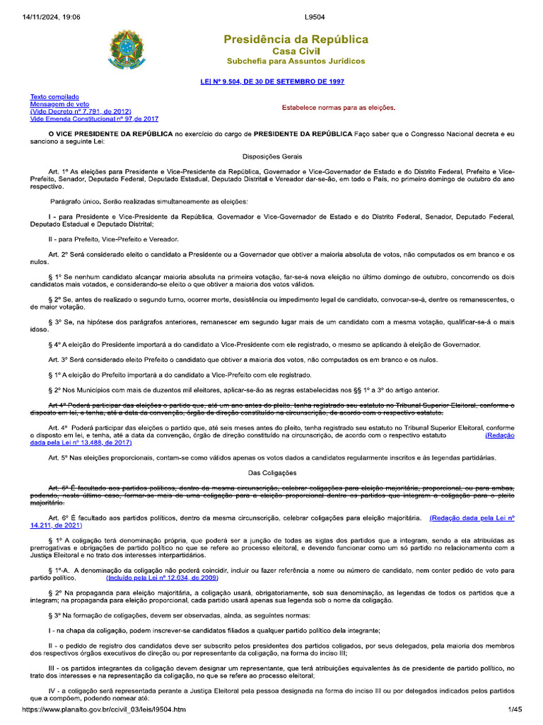 Lei 9.504 Compressed | PDF