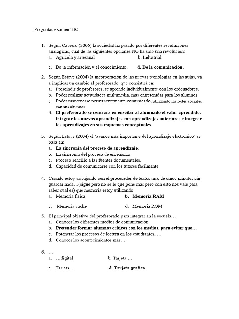 Preguntas de Examen sobre TIC y Educación | PDF | Internet | Red mundial