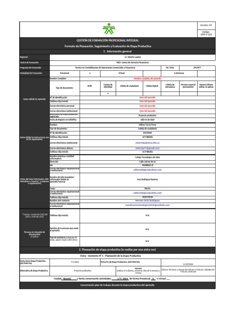 Gfpi-F-023 - Parcial - 2913977 10a | PDF | Documento de identidad ...