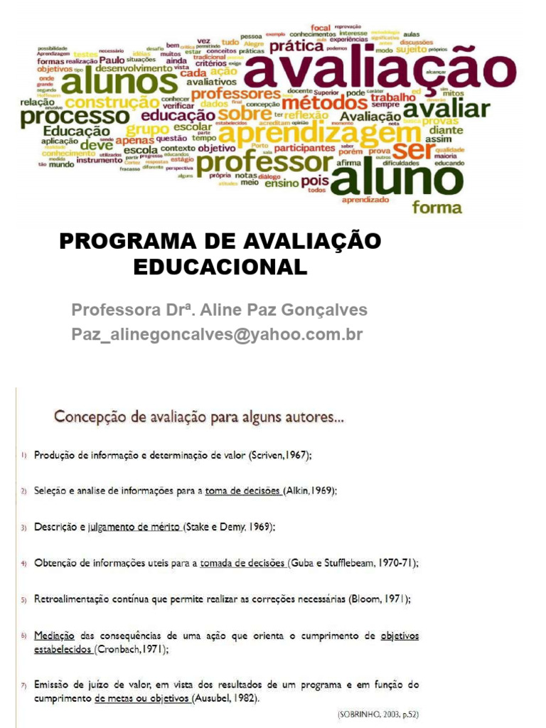 Avaliação Educacional: Conceitos e Tipos | PDF | Pedagogia | Aprendizado