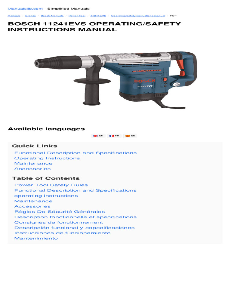 Bosch 11241EVS Drill Manual | PDF | Trigger (Firearms) | Switch