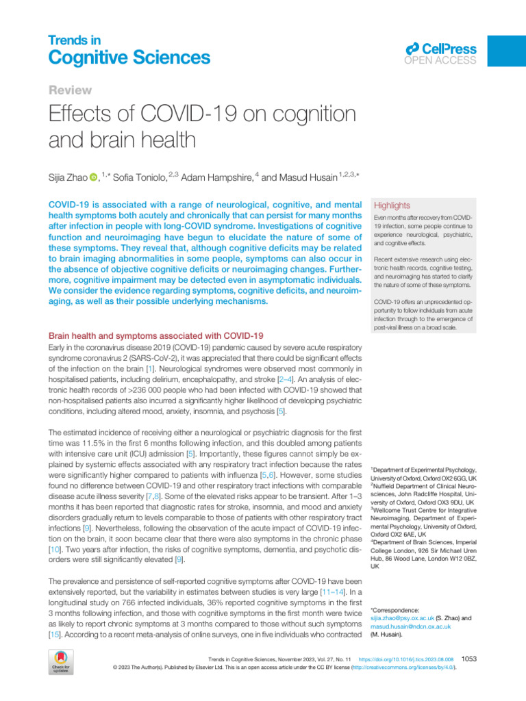 Effects of COVID-19 On Cognition and Brain Health | PDF | Dementia ...