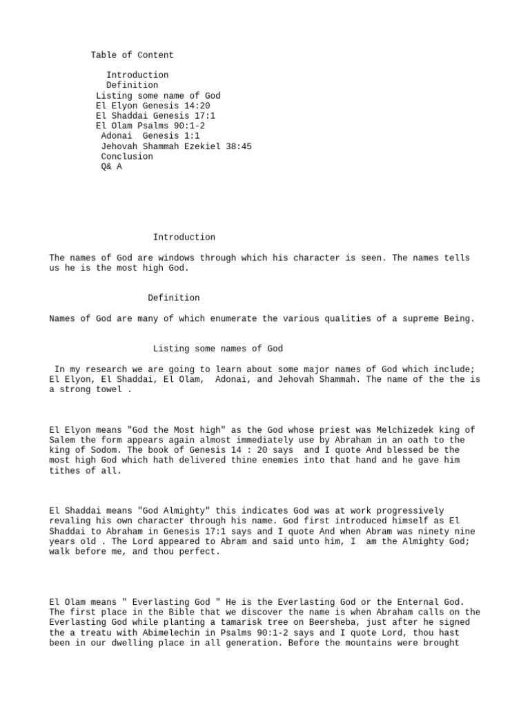 Presentation pdf names of god in judaism abraham