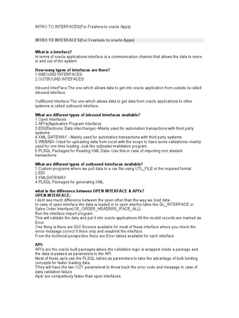 Oracle Apps Interfaces Overview | PDF | Application Programming ...