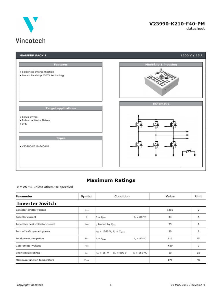 Vincotech V23990-K210-F40 FD-Rev 04 | PDF | Electromagnetism | Physical ...