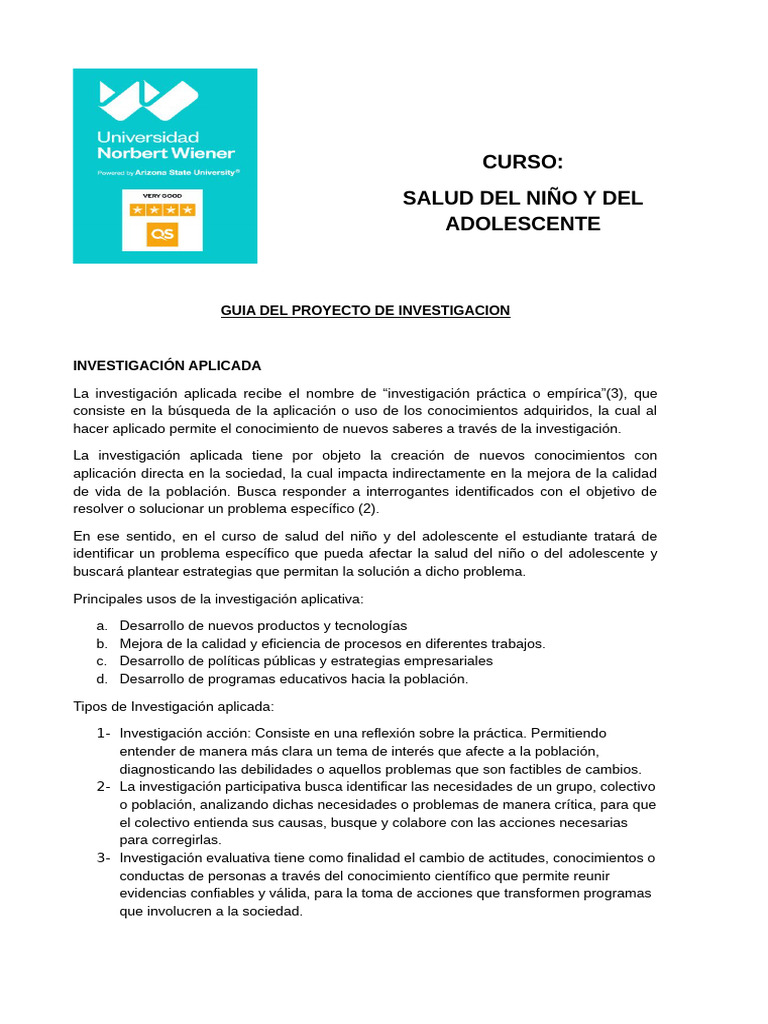 Guia Del Proyecto de Investigación | PDF | Conocimiento | Investigación ...