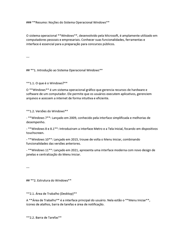 Noções Básicas do Windows para Concursos | PDF | Microsoft Windows ...