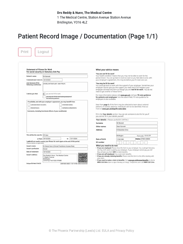 Patient Records at Drs Reddy & Nunn | PDF