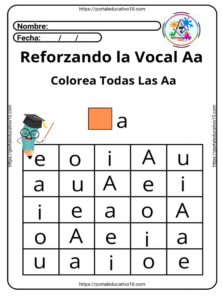 Librito Interactivo Reforzando La Vocal Aa Portaleducativo10 - 5 | PDF