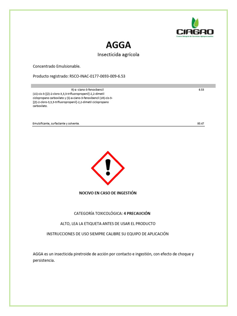 Ficha Tecnica AGGA | PDF | Salud y bienestar | Ciencia y matemáticas