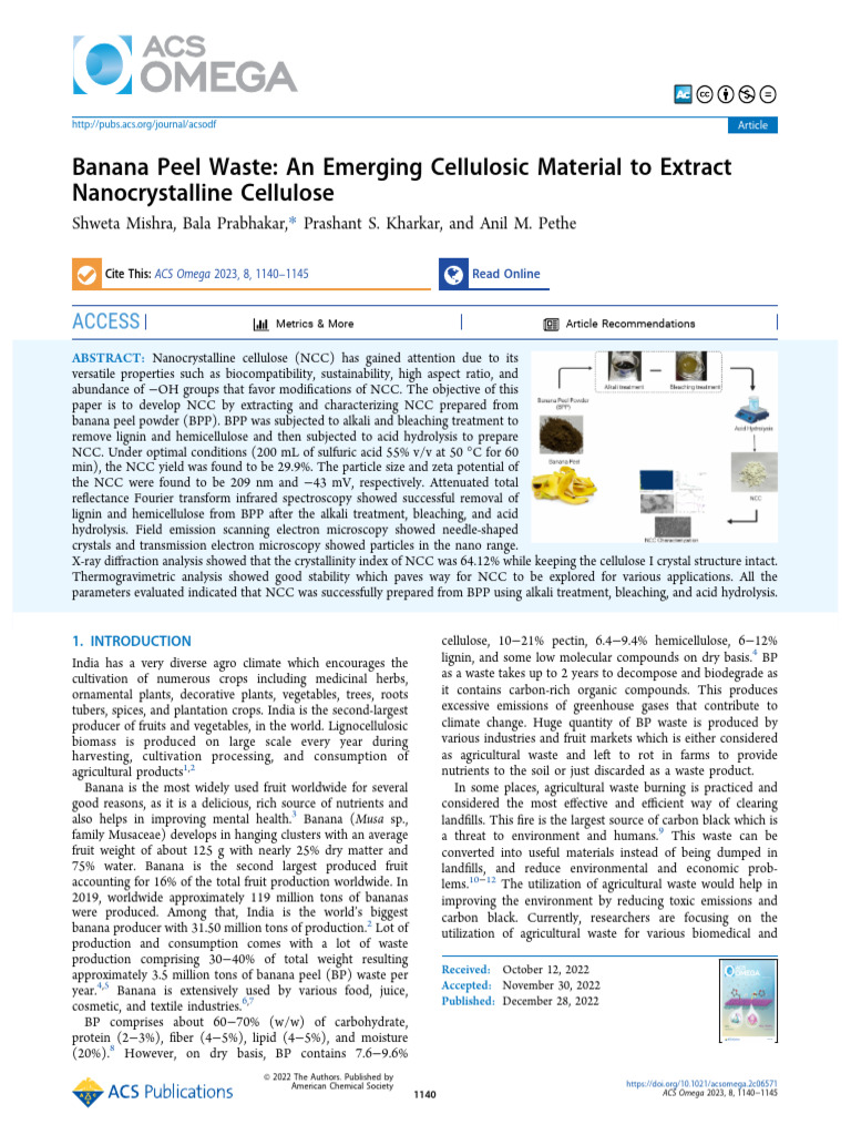 Extracting Cellulose from Banana Peels | PDF | Scanning Electron ...