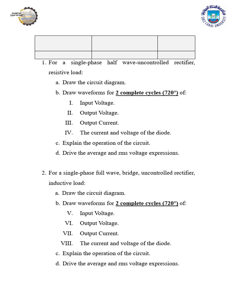 Power Electronics Rectifier Analysis Guide | PDF | Rectifier ...